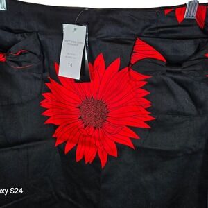 Grace Dane Lewis Workshop‎ Black Red Sunflower Print Skirt Size 14